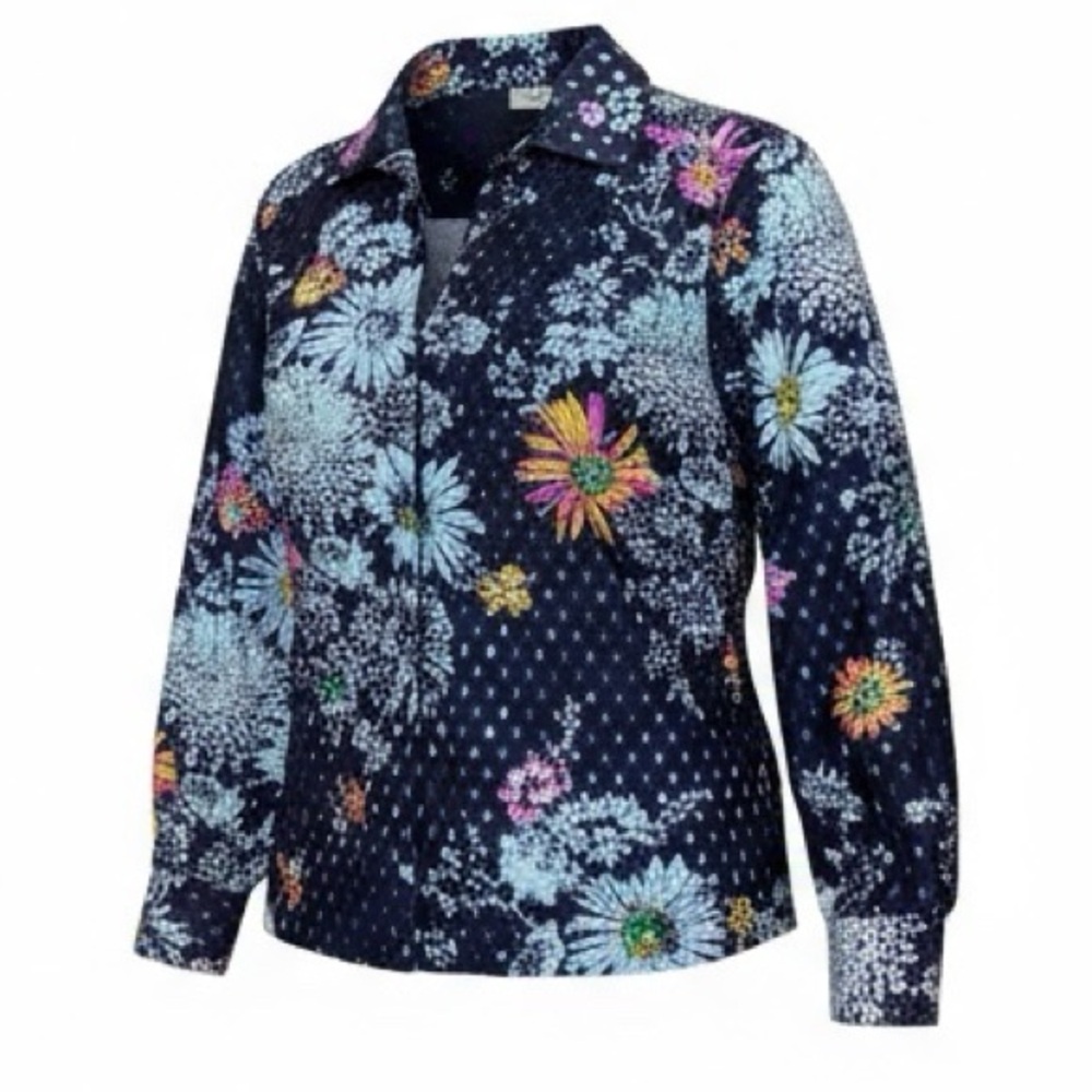 *60s Jami Originals Floral Metallic Blouse MCM Romantic Grannycore Whimsical